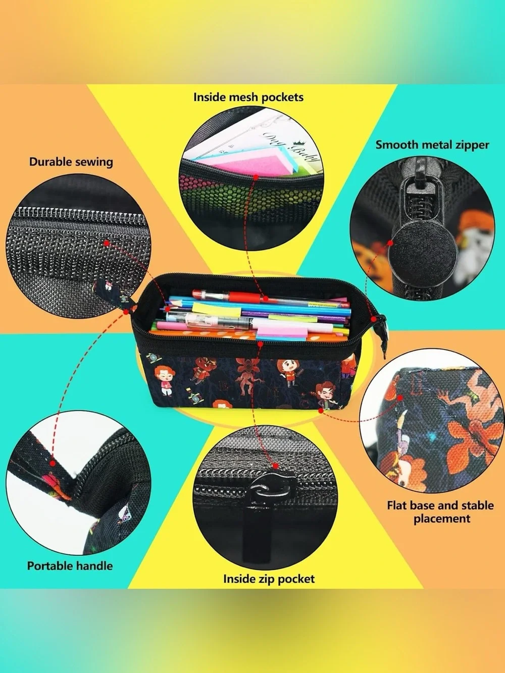 NWT Stranger Things Cartoon Graphic Pencil Case